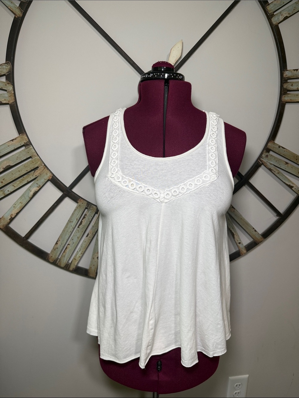 AlTar’D State White Crochet-Trim Tank Top - Women's Casual Scoop Neck